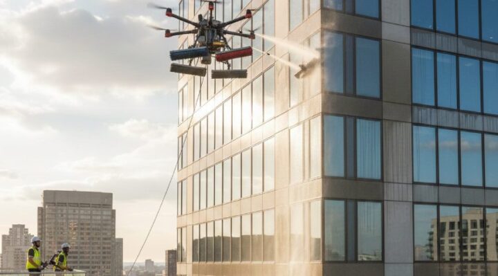 Nettoyage de bâtiment par drone